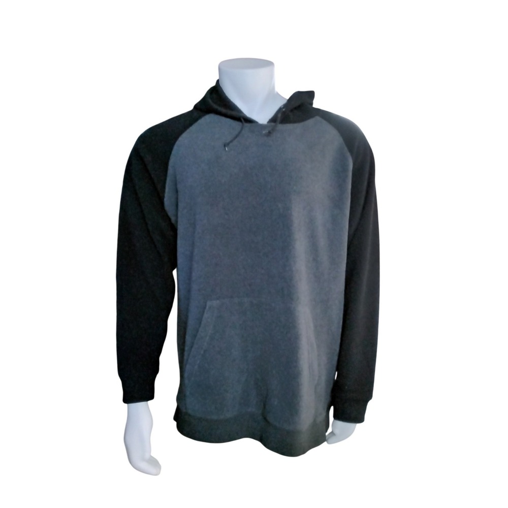 Ashford Sport Mens Fleece Hoodie Charcoal Grey Black Raglan Pullover XL